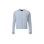 Fabiana Filippi Brushed Platinum Cardigan in Light Blue and Red