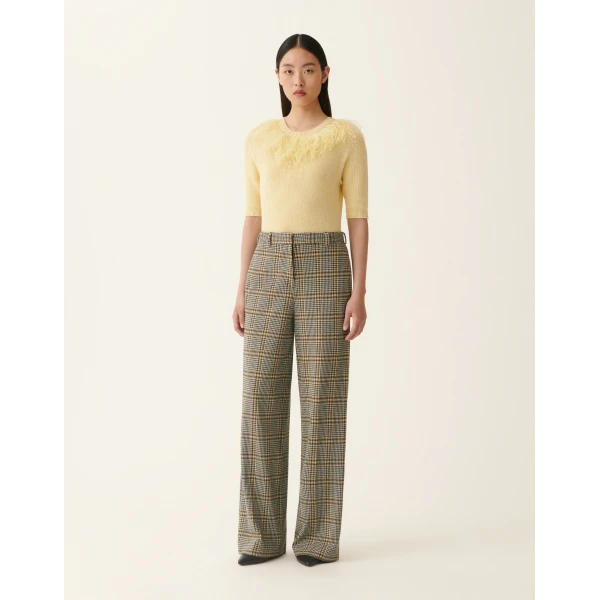 Fabiana Filippi Check Jersey Trousers in Gray