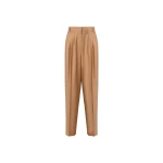Fabiana Filippi Cool Wool Trousers with Triple Pleats in Rattan