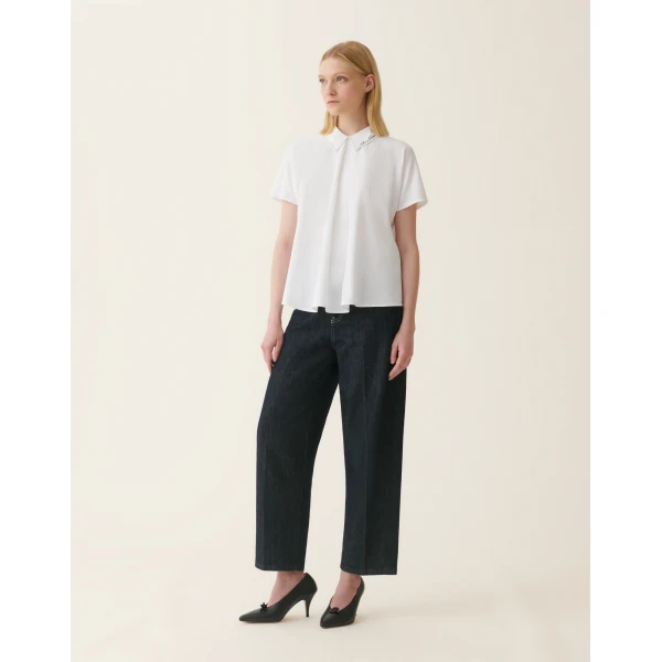 Fabiana Filippi Cotton Jersey Top in Optical White