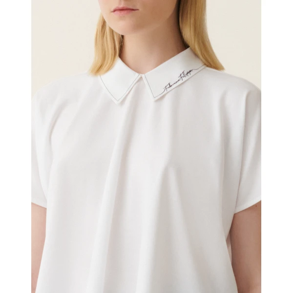 Fabiana Filippi Cotton Jersey Top in Optical White