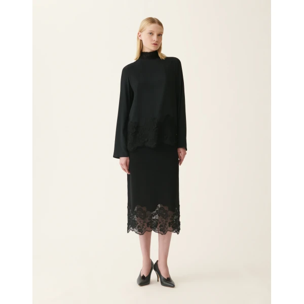 Fabiana Filippi Crêpe de Chine Top in Black