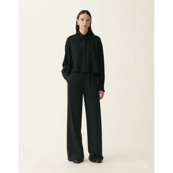 Fabiana Filippi Cropped Flannel Shirt in Black