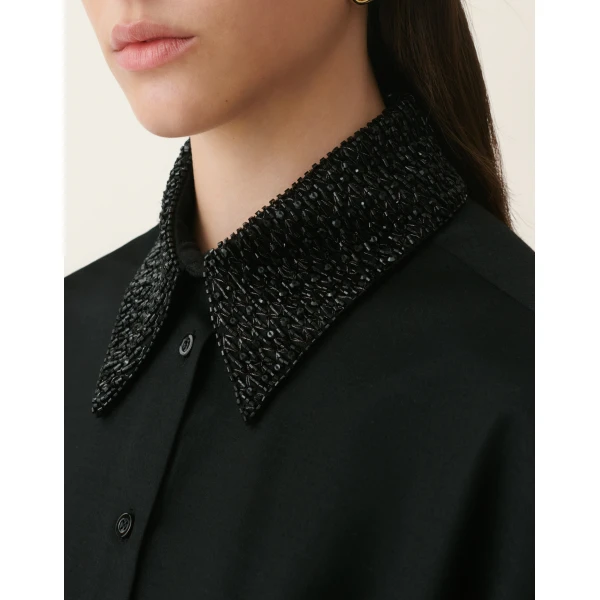 Fabiana Filippi Cropped Flannel Shirt in Black