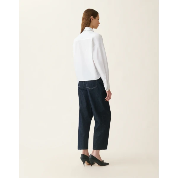 Fabiana Filippi Cropped Poplin Shirt in Optical White