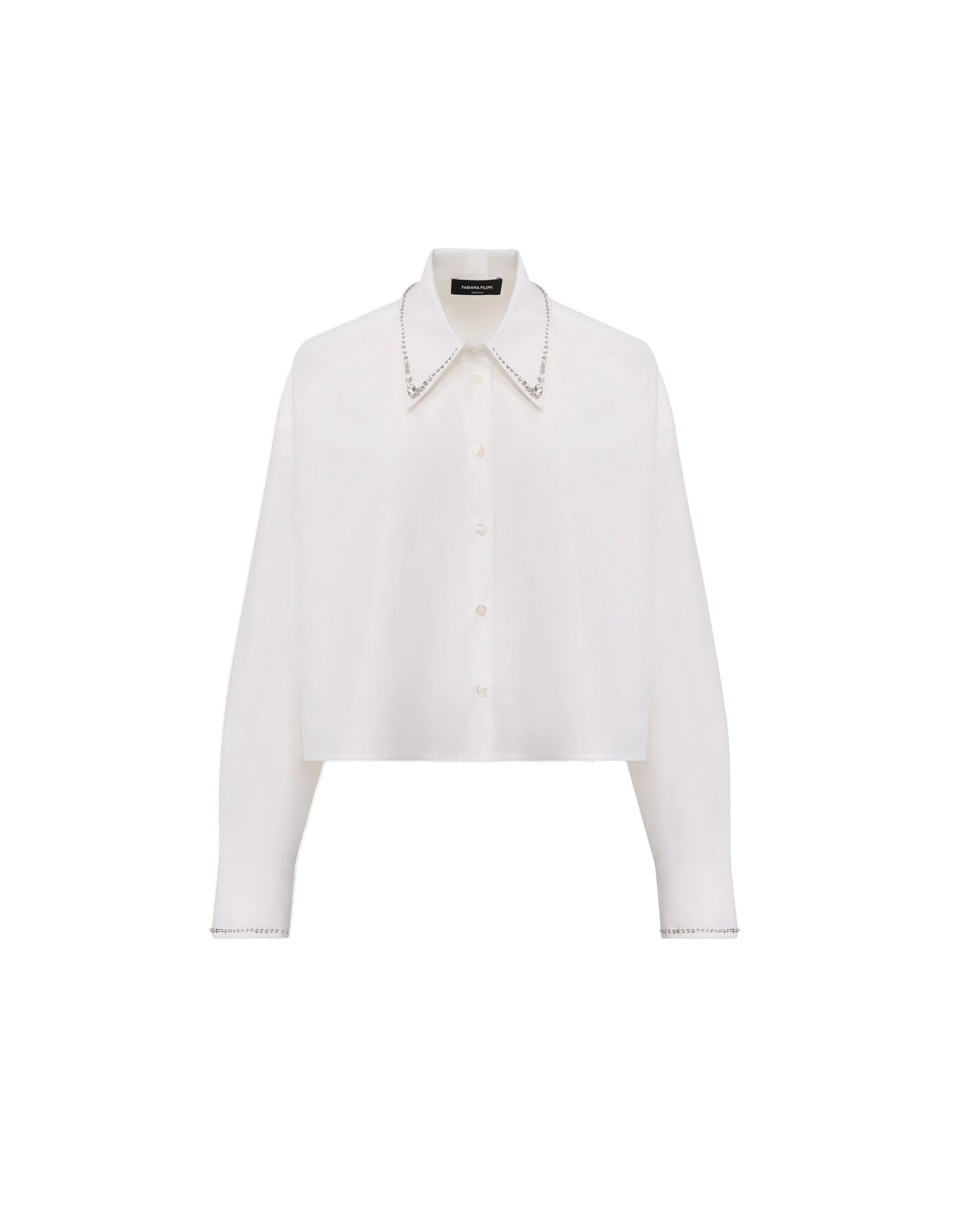 Fabiana-Filippi-Cropped-Poplin-Shirt-in-Optical-White Fabiana Filippi Cropped Poplin Shirt in Optical White