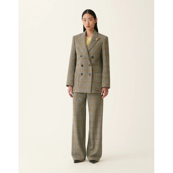 Fabiana Filippi Double-Breasted Check Jersey Jacket in Gray