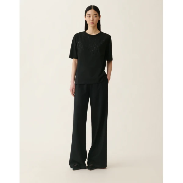 Fabiana Filippi Embroidered Jersey T-shirt in Black