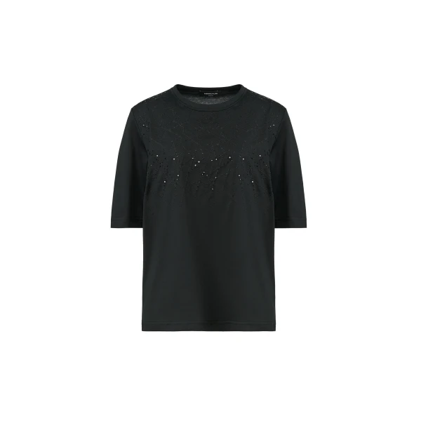 Fabiana Filippi Embroidered Jersey T-shirt in Black