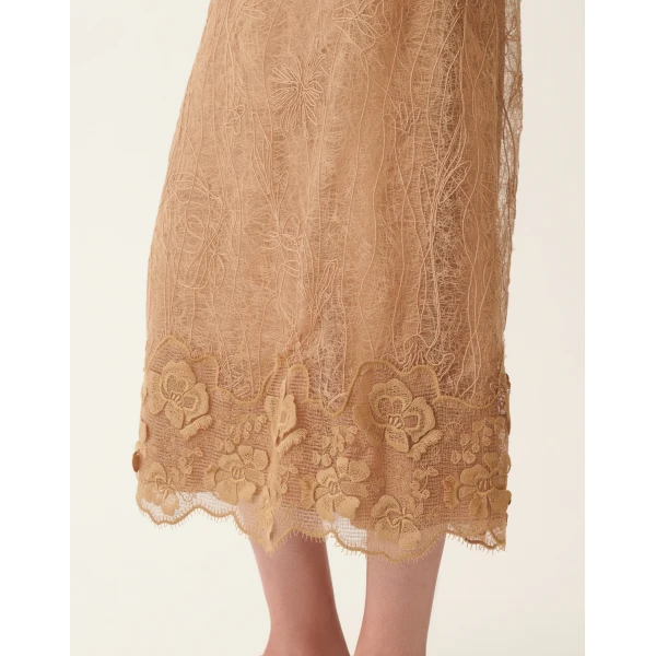Fabiana Filippi Embroidered Lace Dress in Rattan