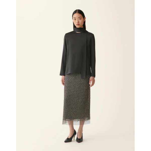 Fabiana Filippi Enver Satin Top in Charcoal