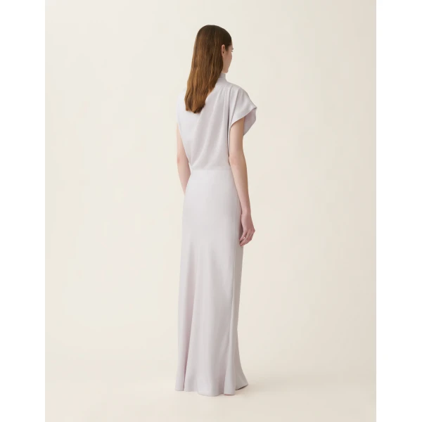 Fabiana Filippi Glossy Enver Satin Skirt in Stone