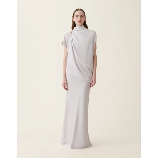 Fabiana Filippi Glossy Enver Satin Top in Stone
