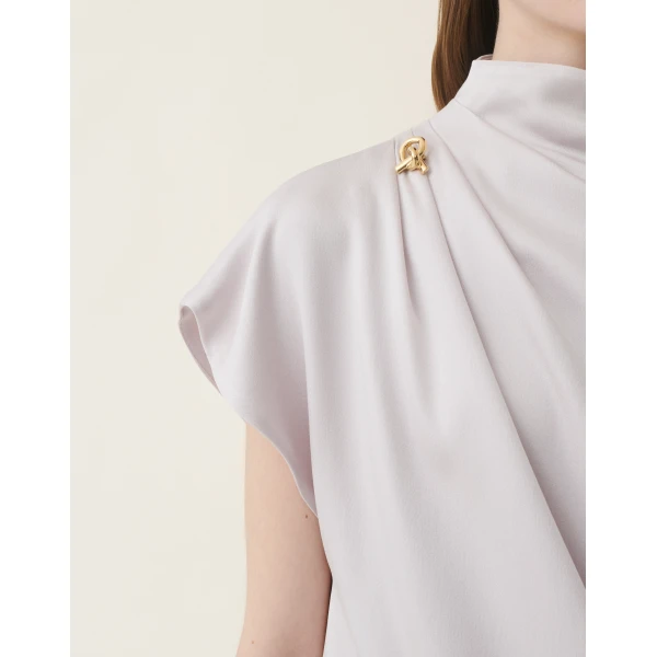 Fabiana Filippi Glossy Enver Satin Top in Stone
