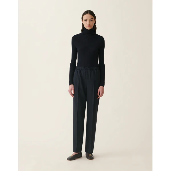 Fabiana Filippi Gubbio Trousers in Bistretch Cool Wool, Midnight Blue