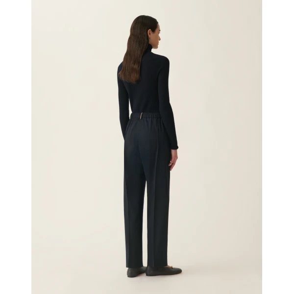 Fabiana Filippi Gubbio Trousers in Bistretch Cool Wool, Midnight Blue