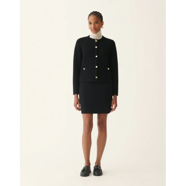 Fabiana Filippi Merino Wool Cardigan in Midnight Blue