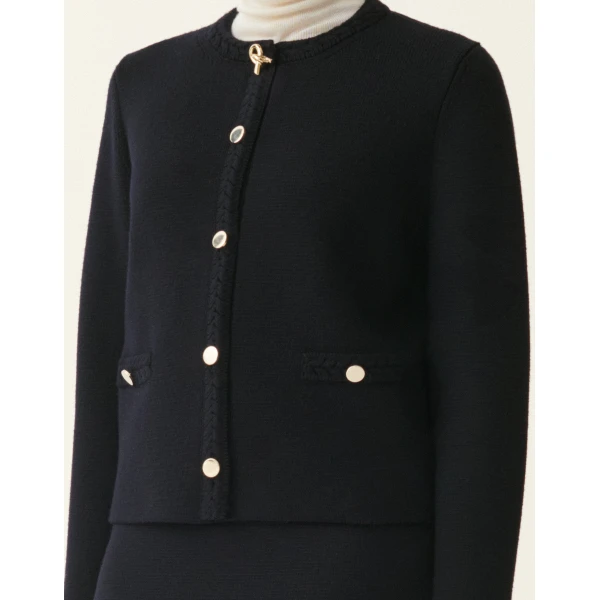 Fabiana Filippi Merino Wool Cardigan in Midnight Blue