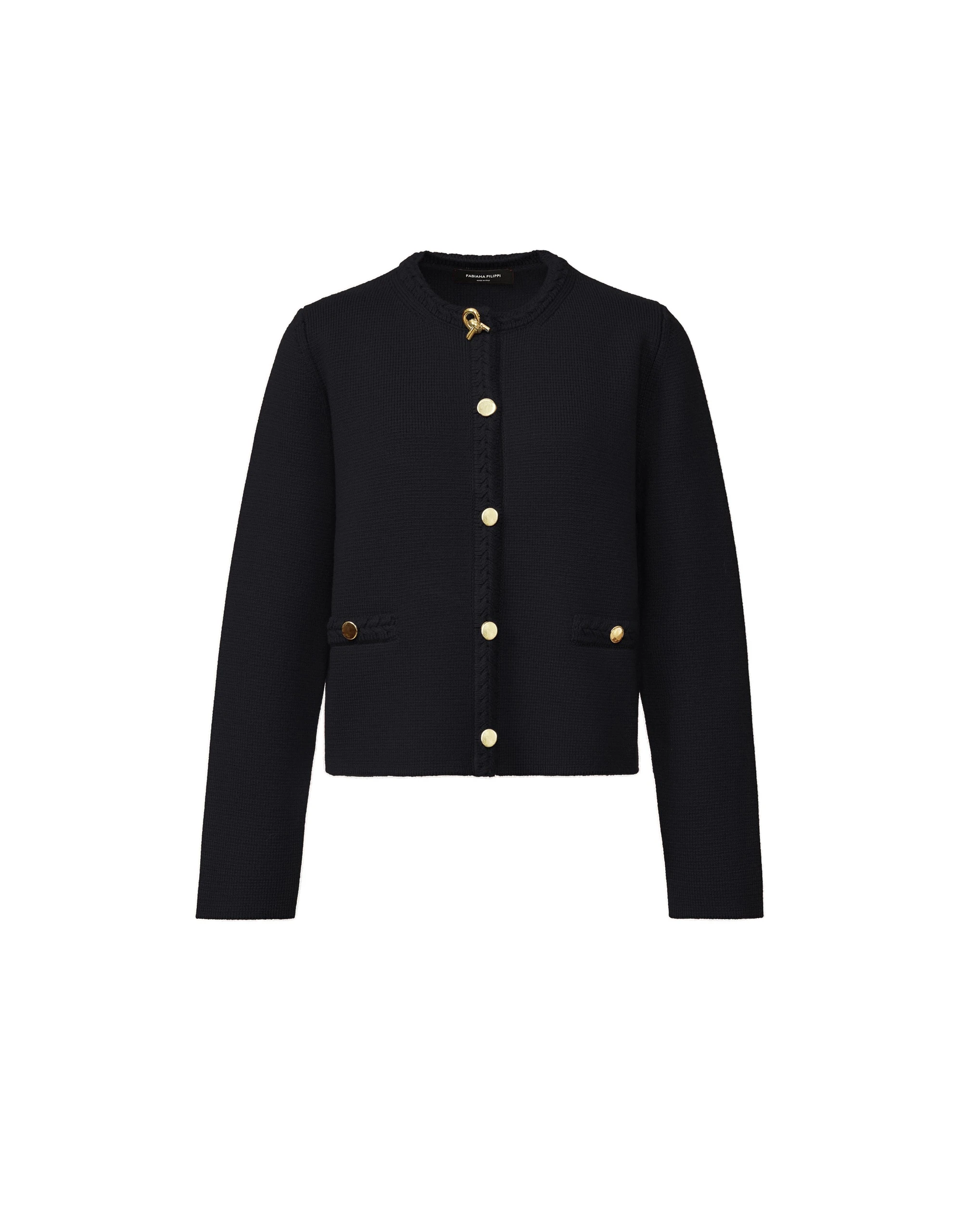 Fabiana-Filippi-Merino-Wool-Cardigan-in-Midnight-Blue Fabiana Filippi Merino Wool Cardigan in Midnight Blue