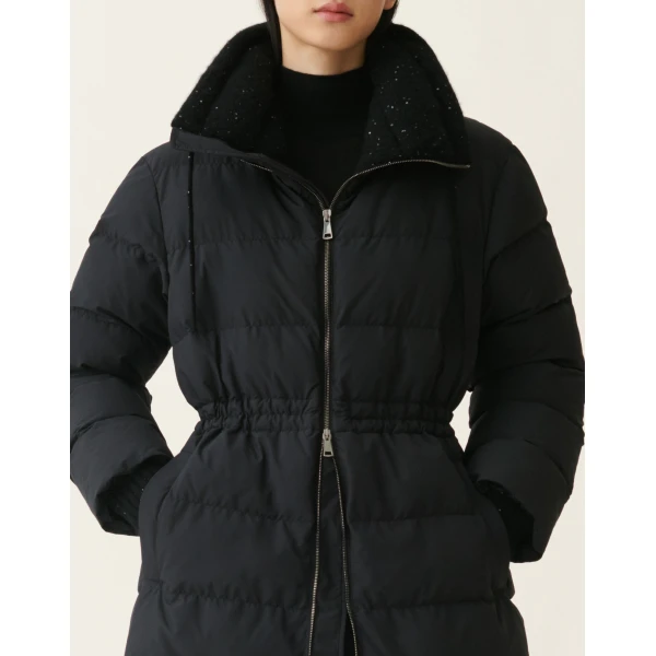 Fabiana Filippi Midi Ultralight Technical Down Coat in Black