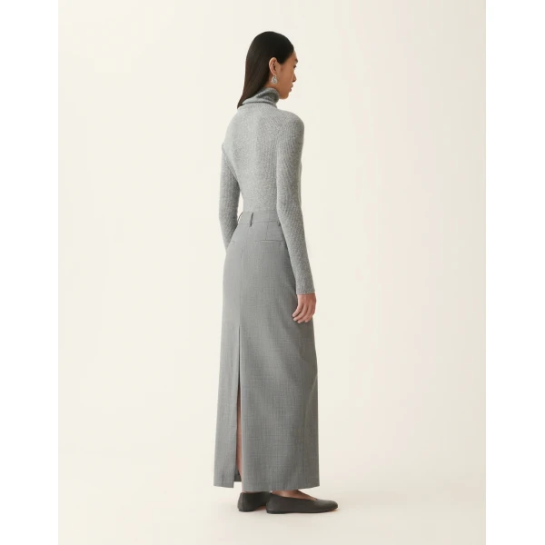 Fabiana Filippi Pencil Skirt in Bi-Stretch Fresco Wool, Melange Stone