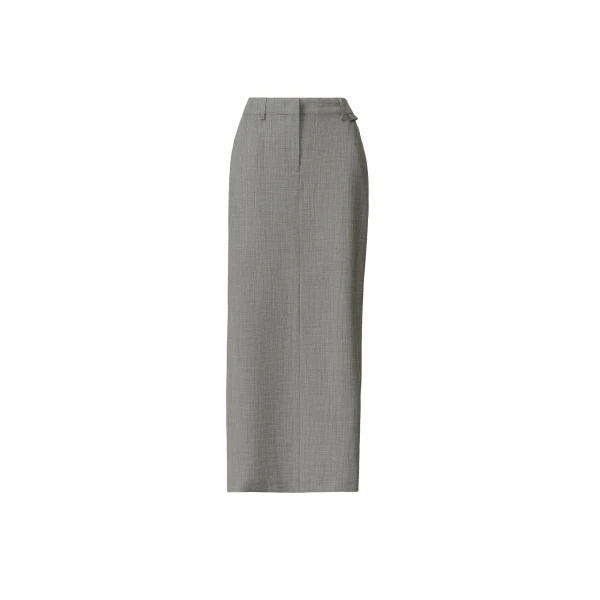 Fabiana Filippi Pencil Skirt in Bi-Stretch Fresco Wool, Melange Stone