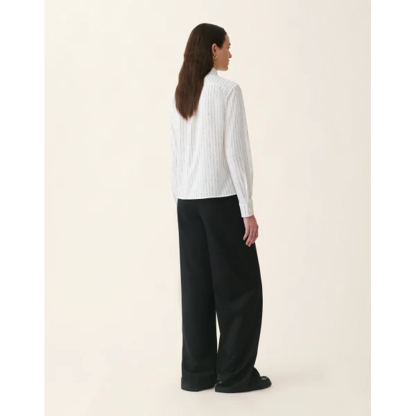 Fabiana Filippi Pinstripes Signature Printed Jersey Shirt in Silk White