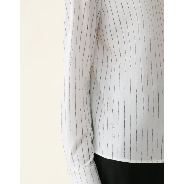 Fabiana Filippi Pinstripes Signature Printed Jersey Shirt in Silk White