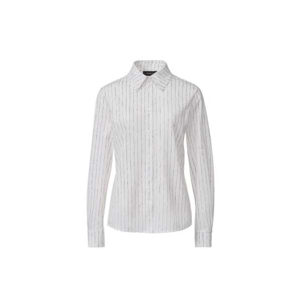 Fabiana Filippi Pinstripes Signature Printed Jersey Shirt in Silk White