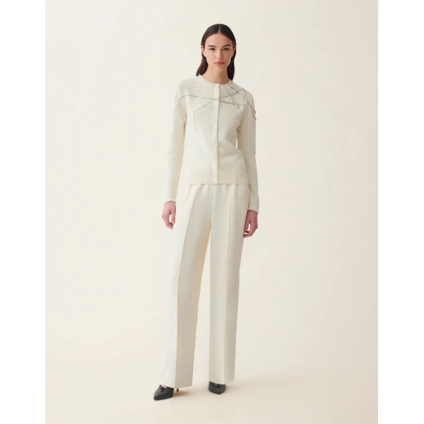 Fabiana Filippi Platinum Cardigan in Raffia