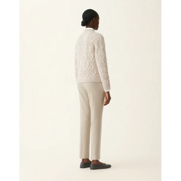 Fabiana Filippi Platinum, Mohair and Sequin Cardigan in Cachà