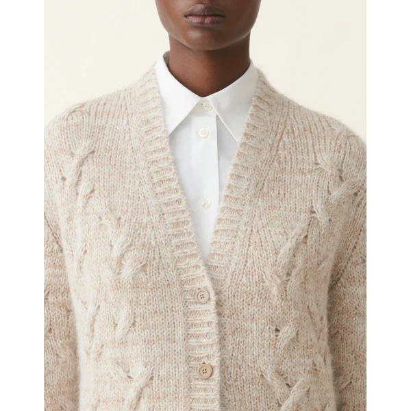Fabiana Filippi Platinum, Mohair and Sequin Cardigan in Cachà
