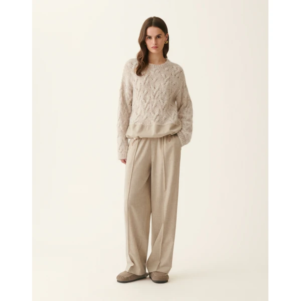 Fabiana Filippi Platinum, Mohair and Sequin Sweater in Cachà