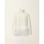 Fabiana Filippi Platinum Sweater with Ostrich Feathers in Raffia