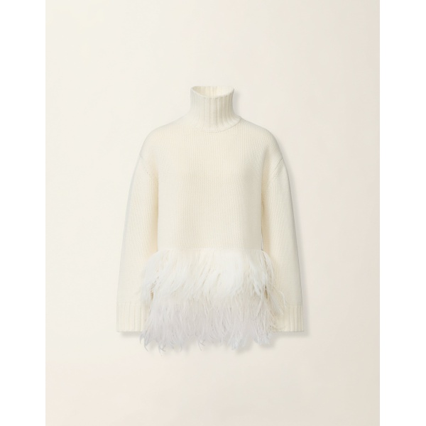 Fabiana Filippi Platinum Sweater with Ostrich Feathers in Raffia