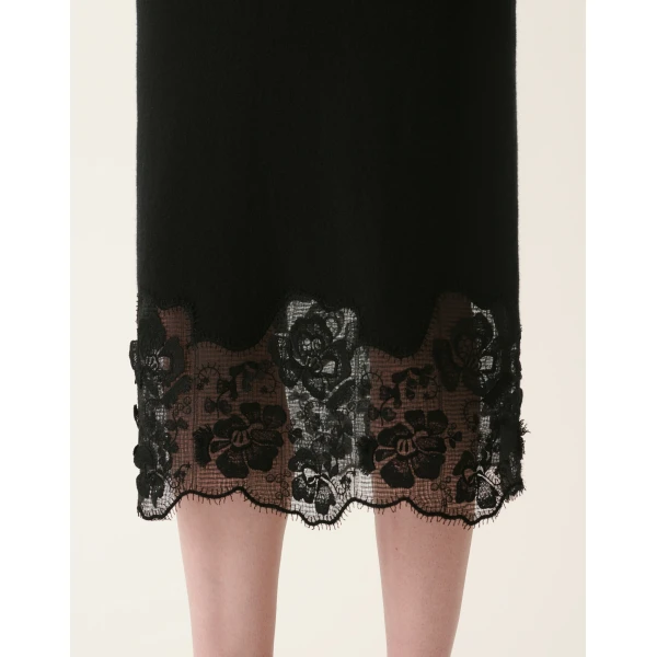 Fabiana Filippi Platinum and Lace Pencil Skirt in Black