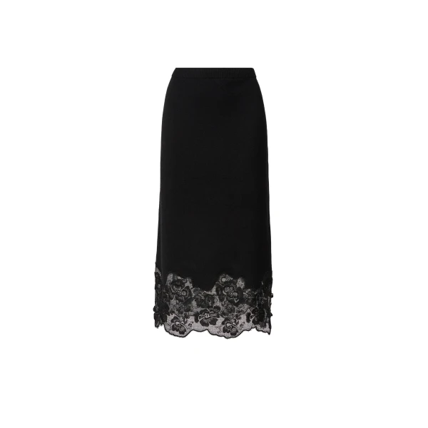 Fabiana Filippi Platinum and Lace Pencil Skirt in Black