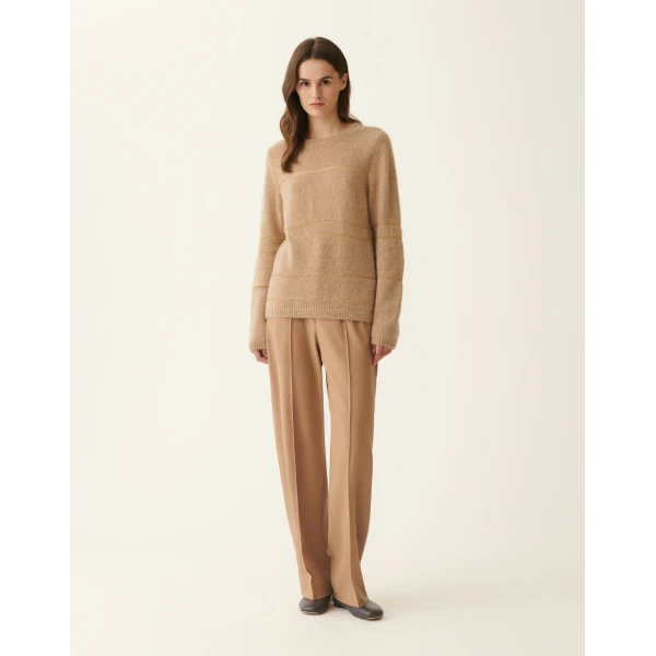 Fabiana Filippi Platinum and Mohair Striped Sweater in Beech