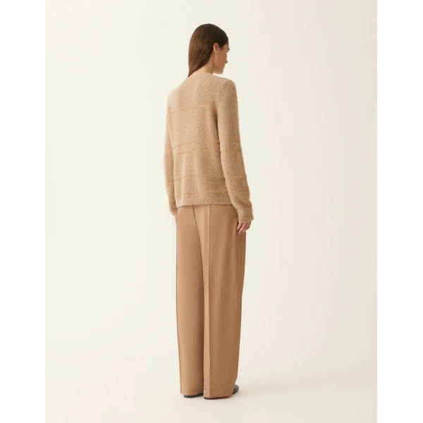 Fabiana Filippi Platinum and Mohair Striped Sweater in Beech