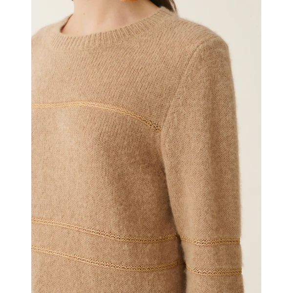 Fabiana Filippi Platinum and Mohair Striped Sweater in Beech