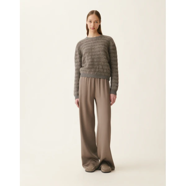 Fabiana Filippi Platinum and Mohair Sweater with Sequin Stripes in Falcon