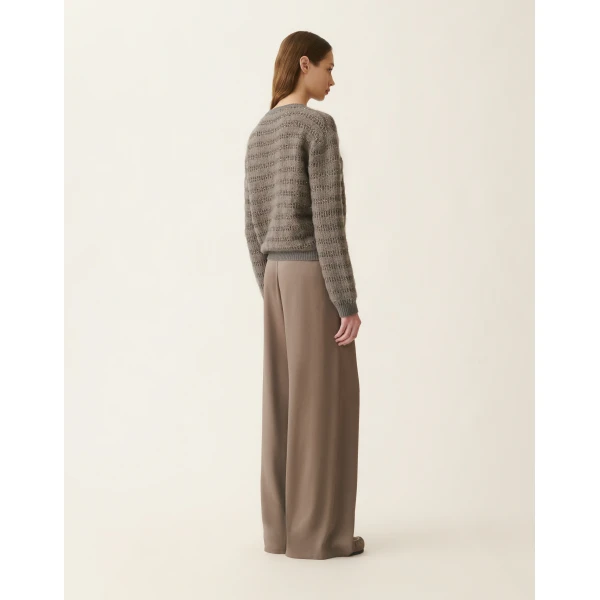 Fabiana Filippi Platinum and Mohair Sweater with Sequin Stripes in Falcon