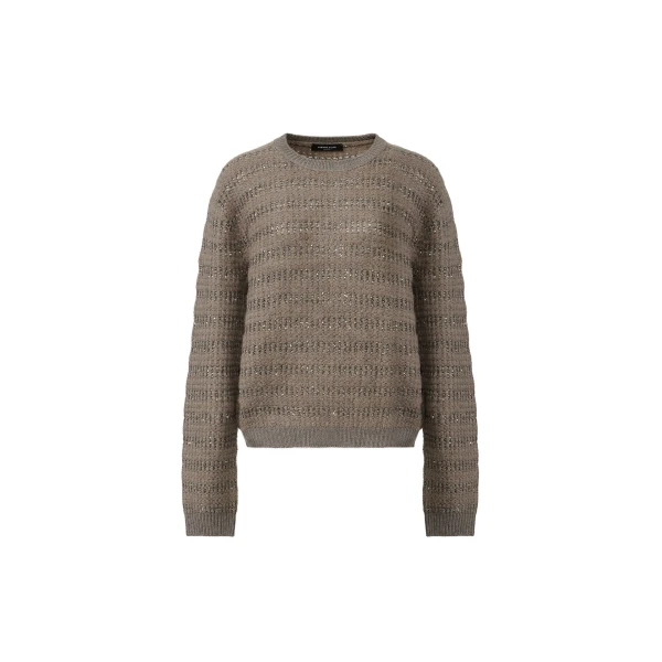 Fabiana Filippi Platinum and Mohair Sweater with Sequin Stripes in Falcon