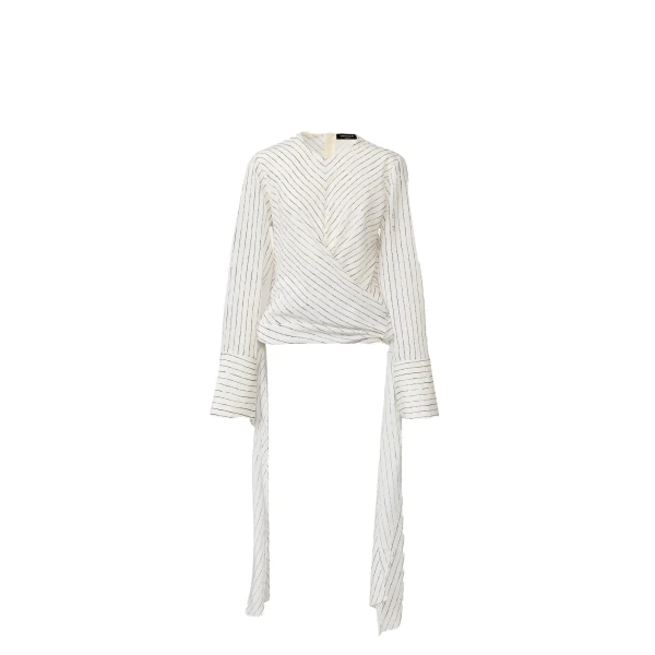 Printed Crêpe de Chine Top in Silk White
