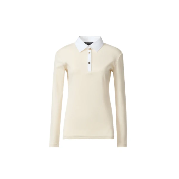 Fabiana Filippi Ribbed Cotton Jersey Long-Sleeved T-shirt in Butter