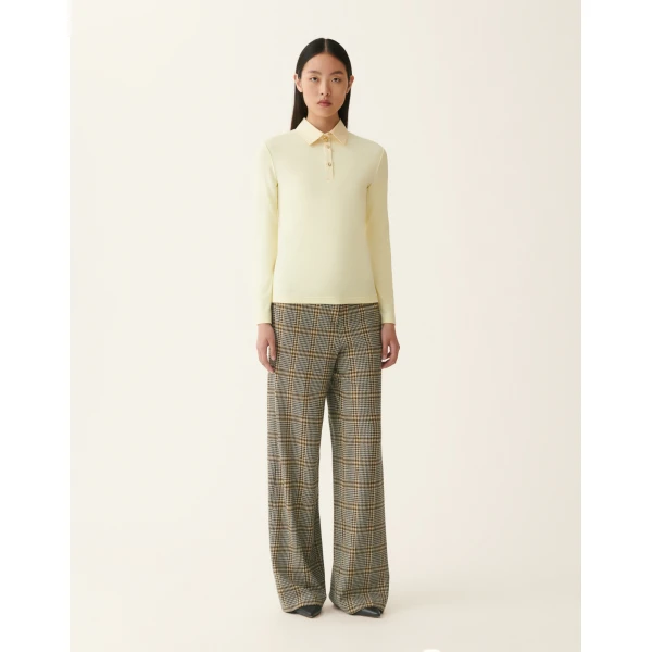 Fabiana Filippi Ribbed Cotton Jersey Long-Sleeved T-shirt in Vanilla Yellow