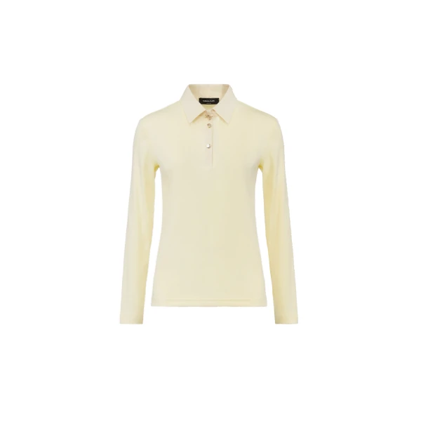 Ribbed Cotton Jersey Long-Sleeved T-shirt in Vanilla Yellow