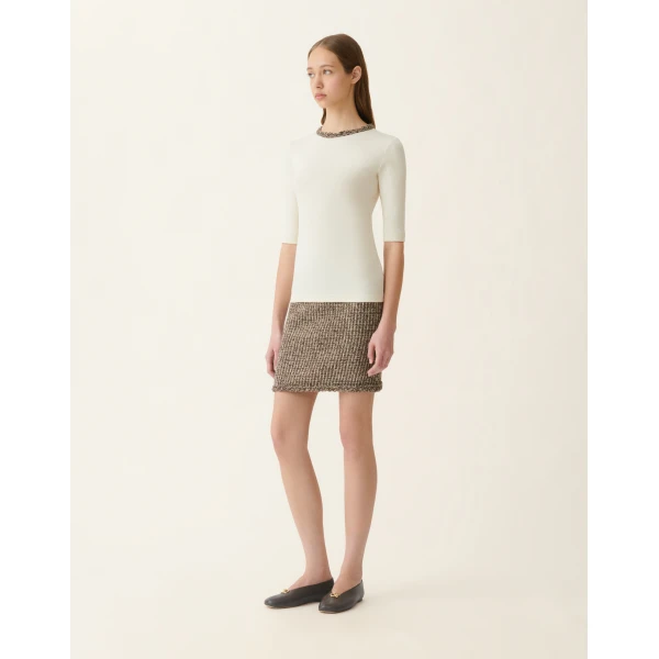 Fabiana Filippi Ribbed Cotton Jersey T-shirt in Butter