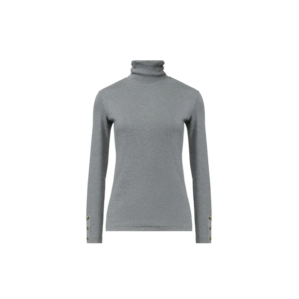 Ribbed Cotton Jersey Turtleneck T-shirt in Stone