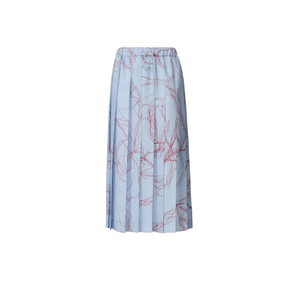 Fabiana Filippi Silk Twill Midi Skirt in Light Blue